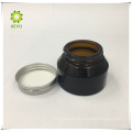 Black aluminium cosmetic jar amber glass with metal lid